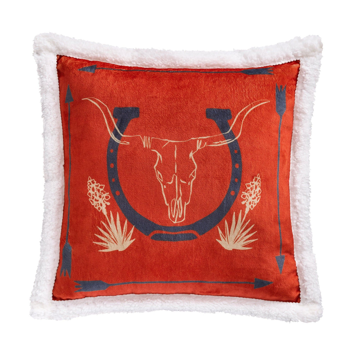 Marfa Campfire Sherpa Pillow, 18" x 18", Horseshoe, 1PC