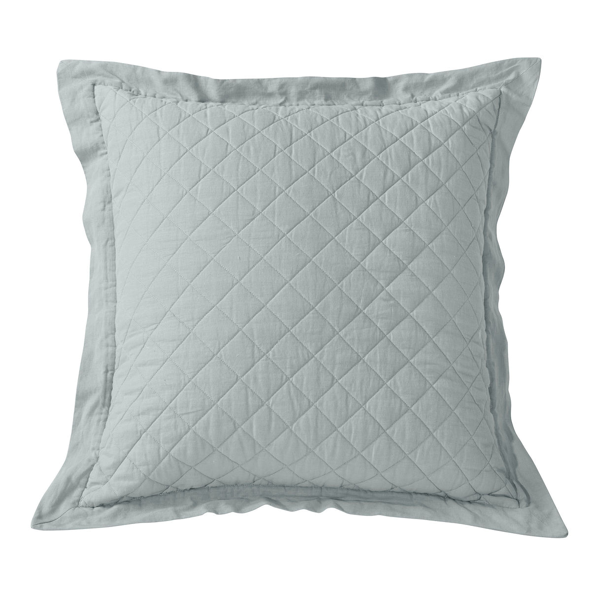 Linen Cotton Diamond Quilted Euro Sham, 27" x 27", Seaglass, 1PC