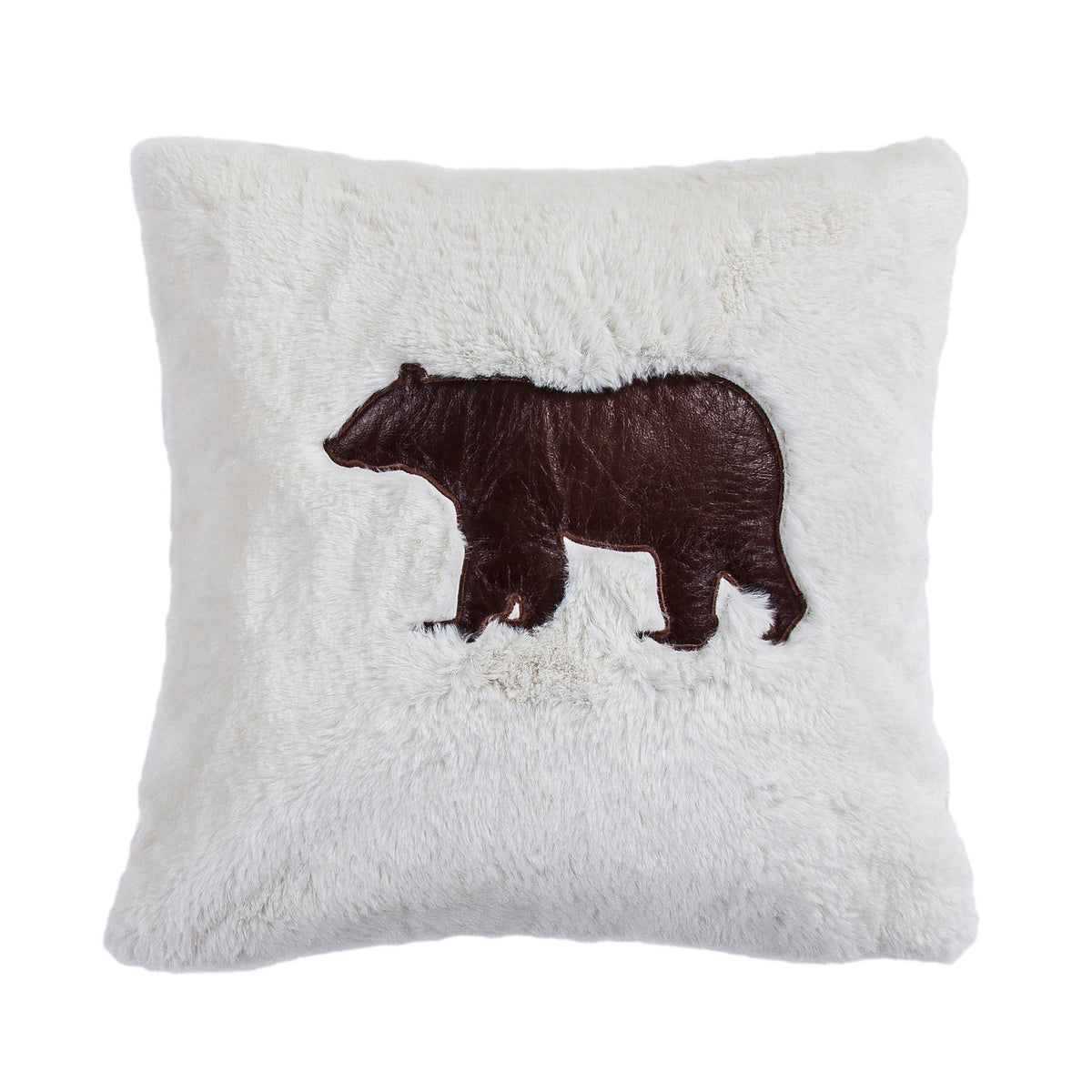 Shearling Embroidered Bear Throw Pillow, 18" x 18", 1PC