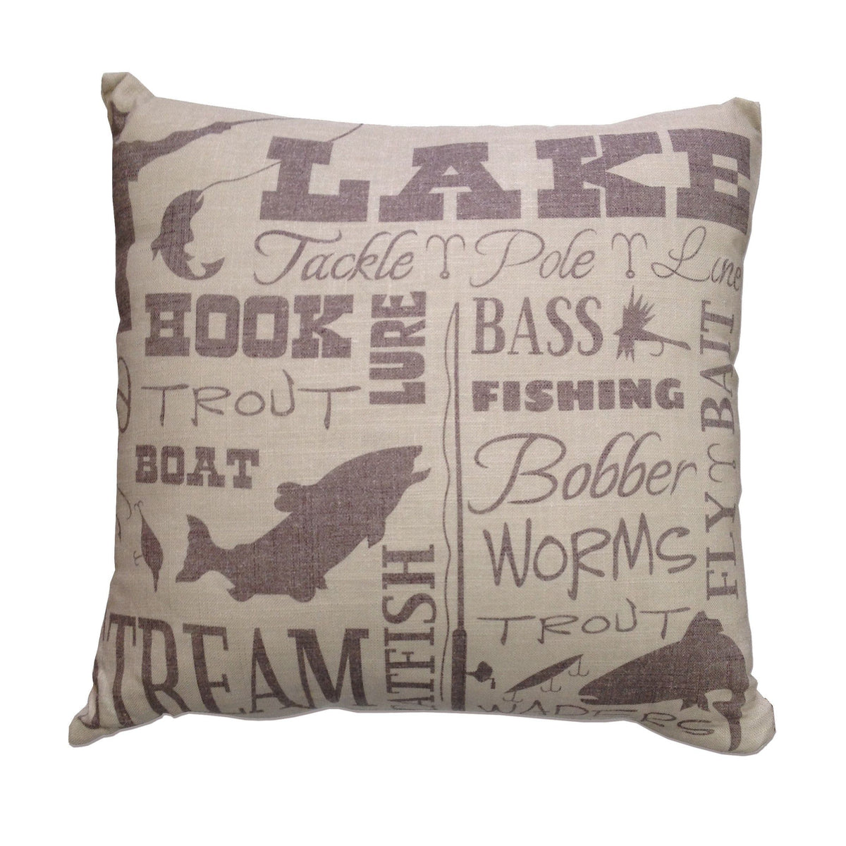 Lake Text Collage Throw Pillow, 18" x 18", 1PC