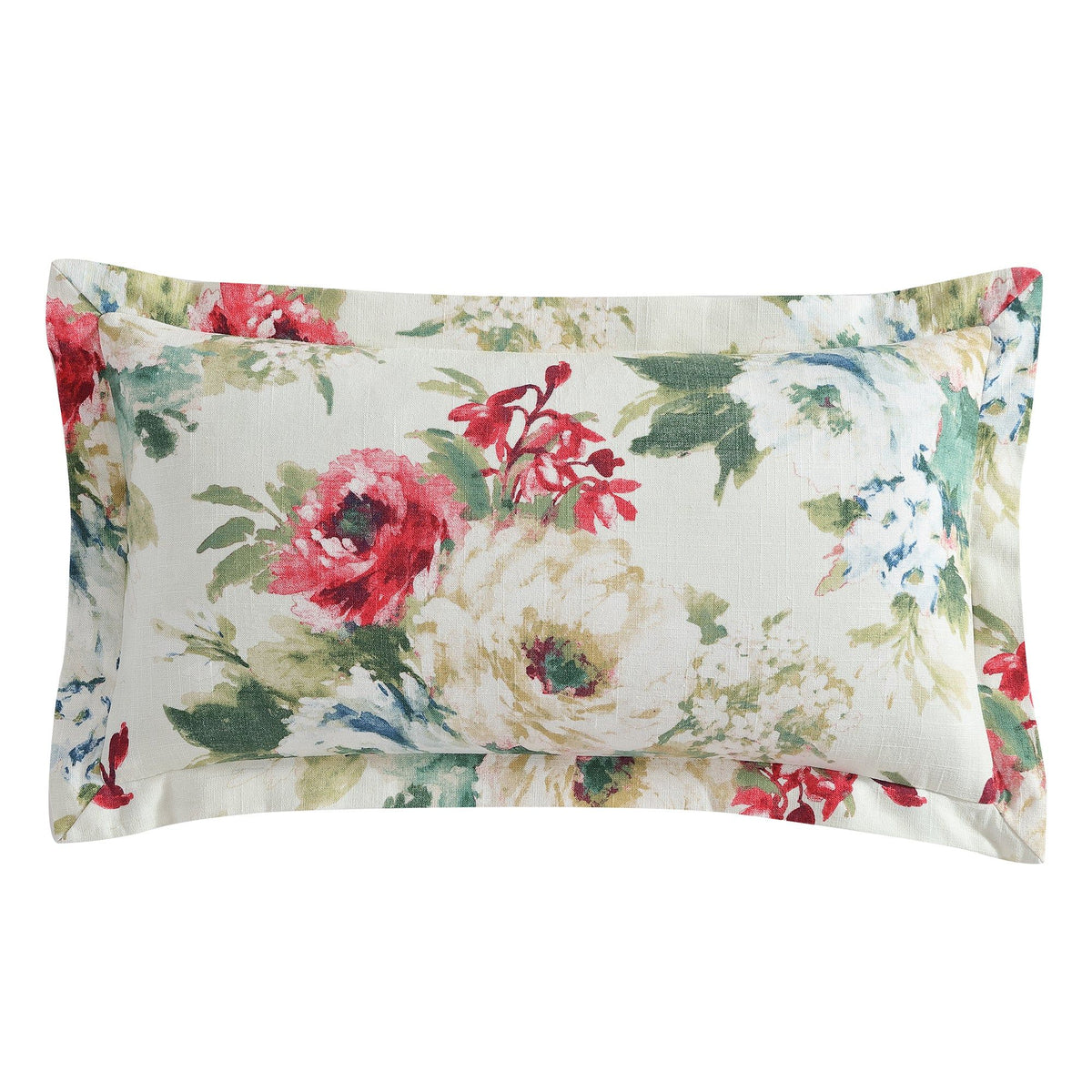 Peony Washed Linen Kidney Pillow, 14" x 28", Blossom, 1PC