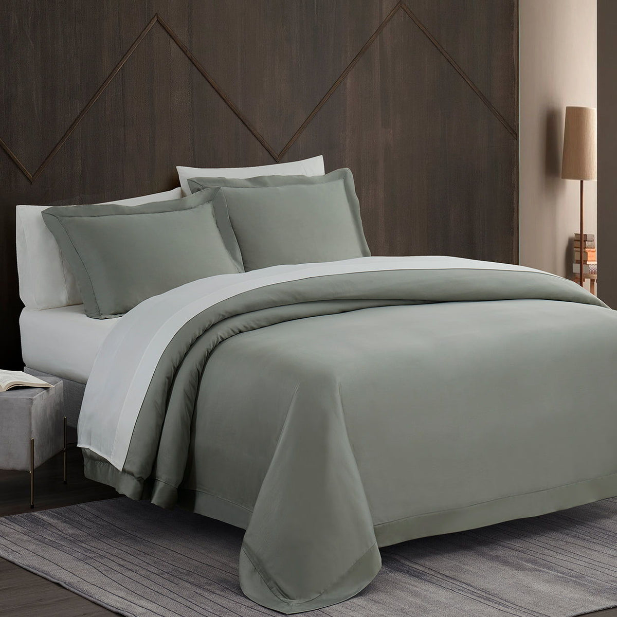 Lyocell Duvet Cover Set, Super King, Sage, 3PC