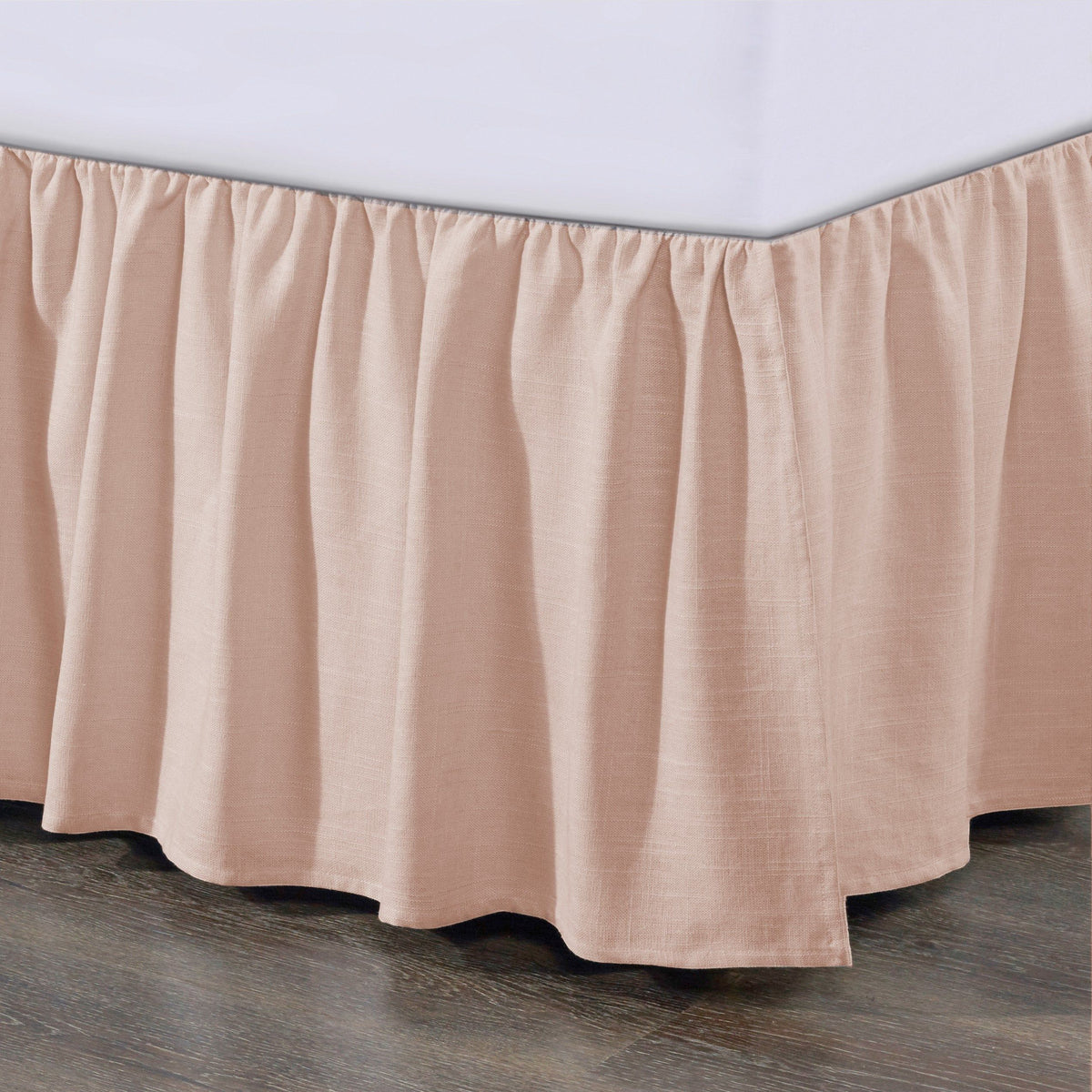 Lily Washed Linen Gathered Bed Skirt, King, Blush, 1PC