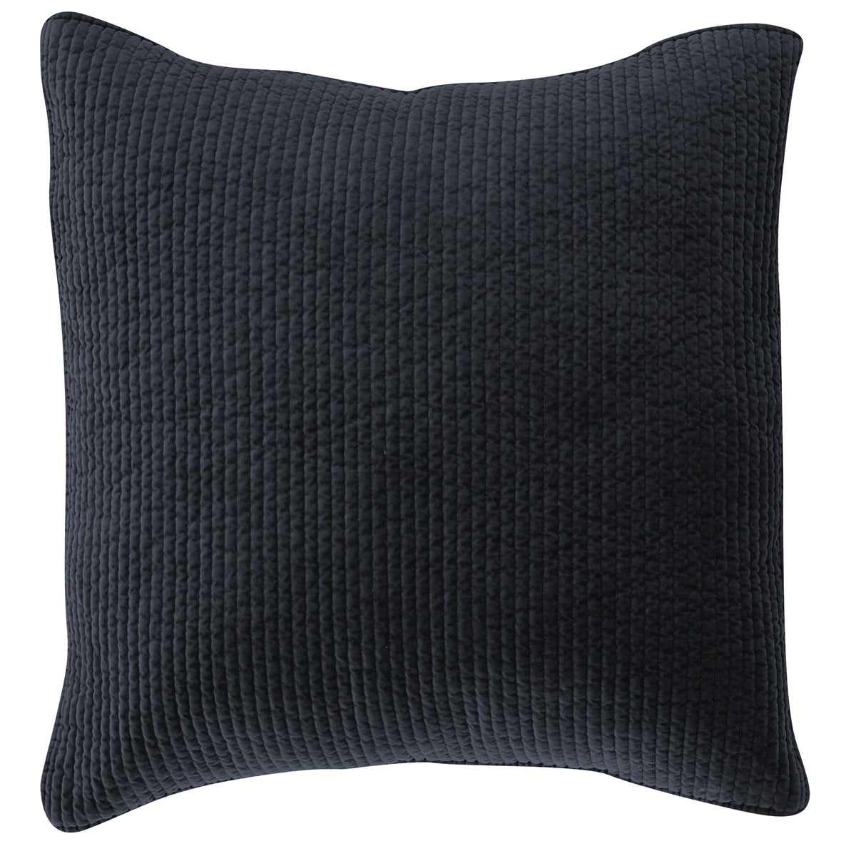 Stonewashed Cotton Velvet Quilted Euro Sham, 27" x 27", Navy, 1PC