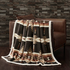 Yosemite Campfire Sherpa Throw, 54" x 68", Black, 1PC, 6 MOQ