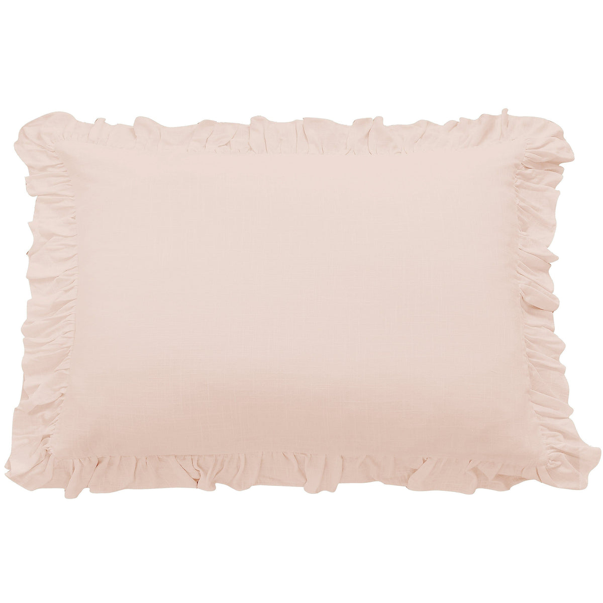 Lily Washed Linen Ruffled Dutch Euro Pillow, 27" x 39", Blush, 1PC