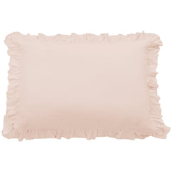 Lily Washed Linen Ruffled Dutch Euro Pillow, 27" x 39", Blush, 1PC