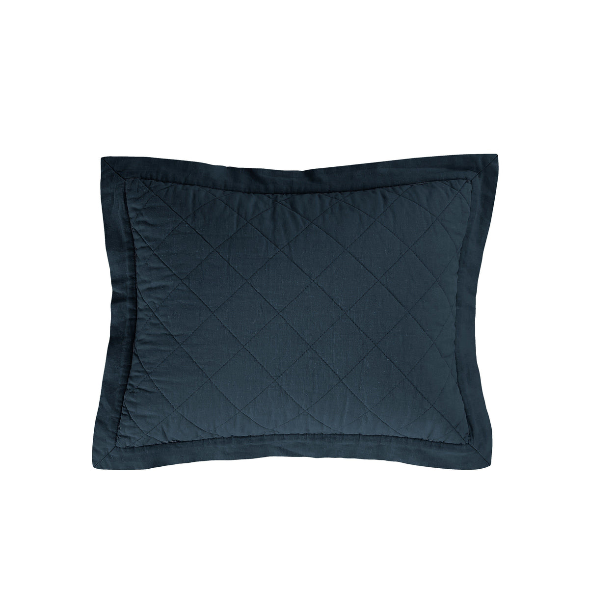 Linen Cotton Diamond Quilted Boudoir Pillow, 12" x 16", Navy, 1PC