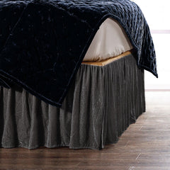 Stella Faux Silk Velvet Bed Skirt, Queen, Dark Slate, 1PC