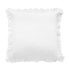 Lily Washed Linen Ruffled Euro Sham, 27" x 27", White, 1PC