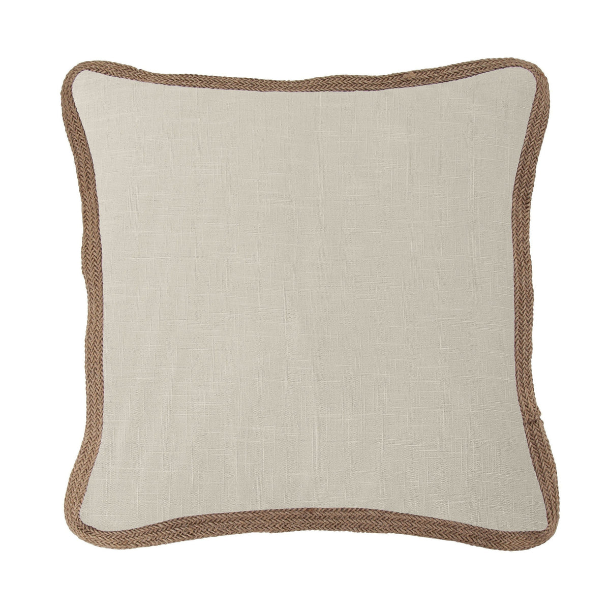 Luna Washed Linen Jute Trimmed Euro Sham, 27" x 27", Light Tan, 1PC