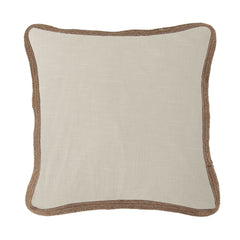 Luna Washed Linen Jute Trimmed Euro Sham, 27" x 27", Light Tan, 1PC