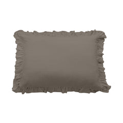 Lily Washed Linen Ruffled Pillow Sham, 21" x 34", Taupe, 1PC