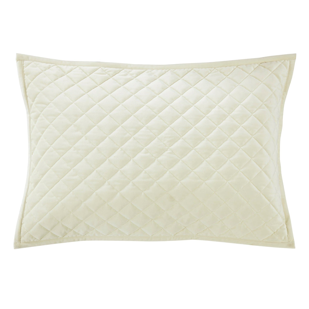 Velvet Diamond Quilted Pillow Sham Set, 21" x 34", Cream, 2PC