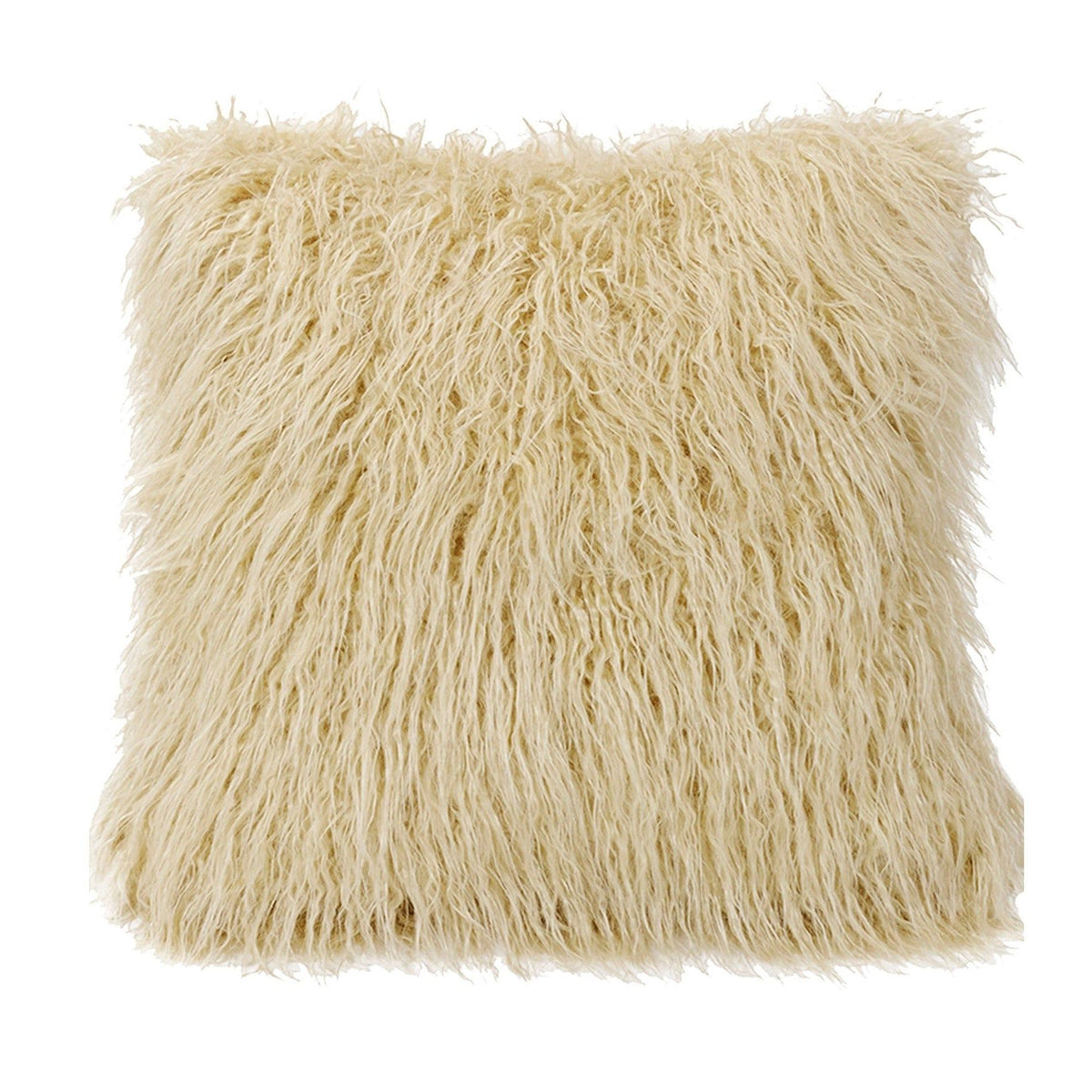 Mongolian Faux Fur Euro Sham, 27" x 27", Cream, 1PC