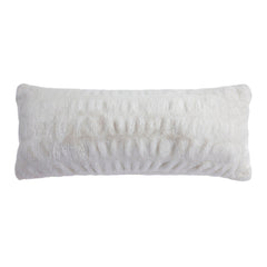 Ruched Rabbit Lumbar Pillow with Down Insert, 14" x 36", White, 1PC