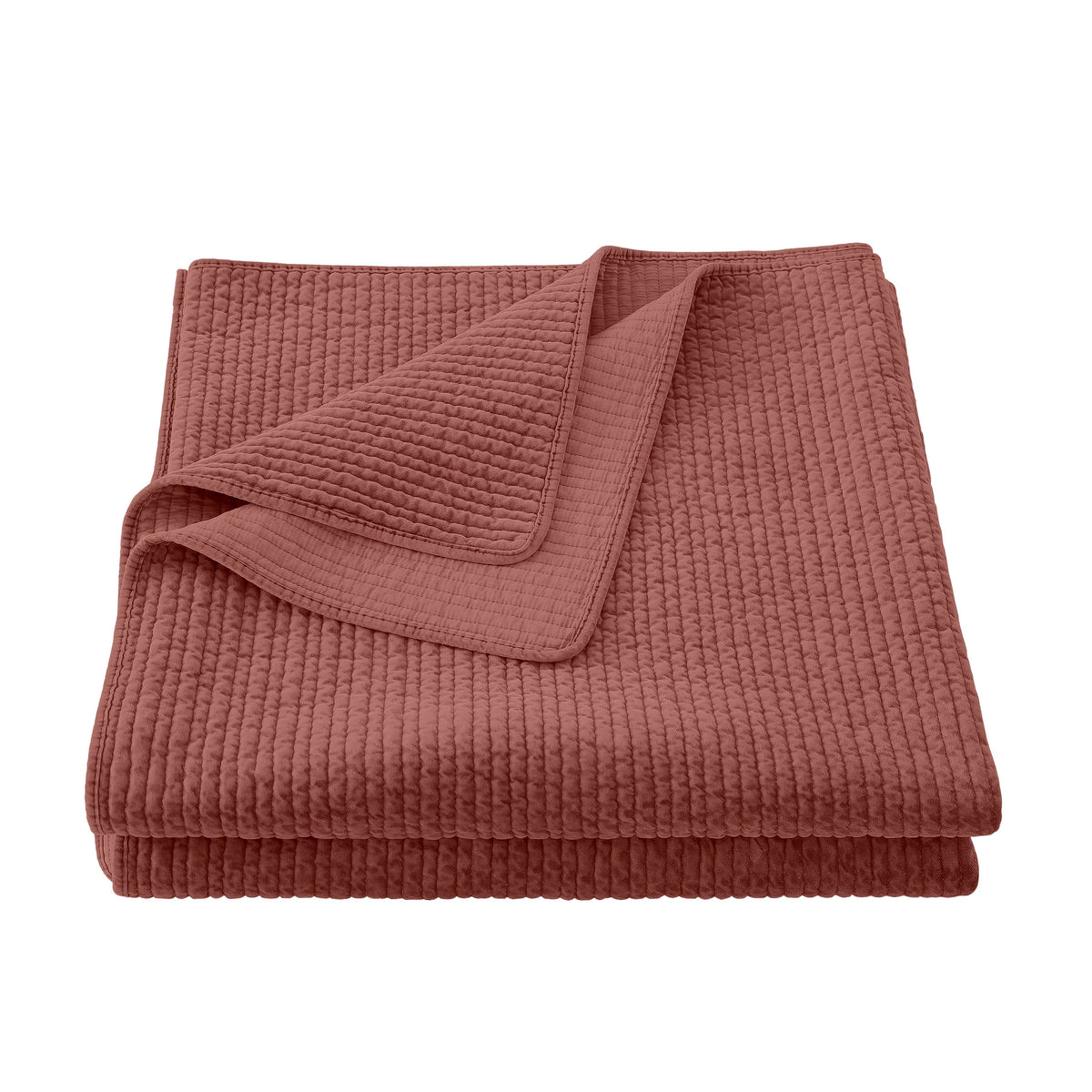Stonewashed Cotton Velvet Quilt, King, Salmon, 1PC