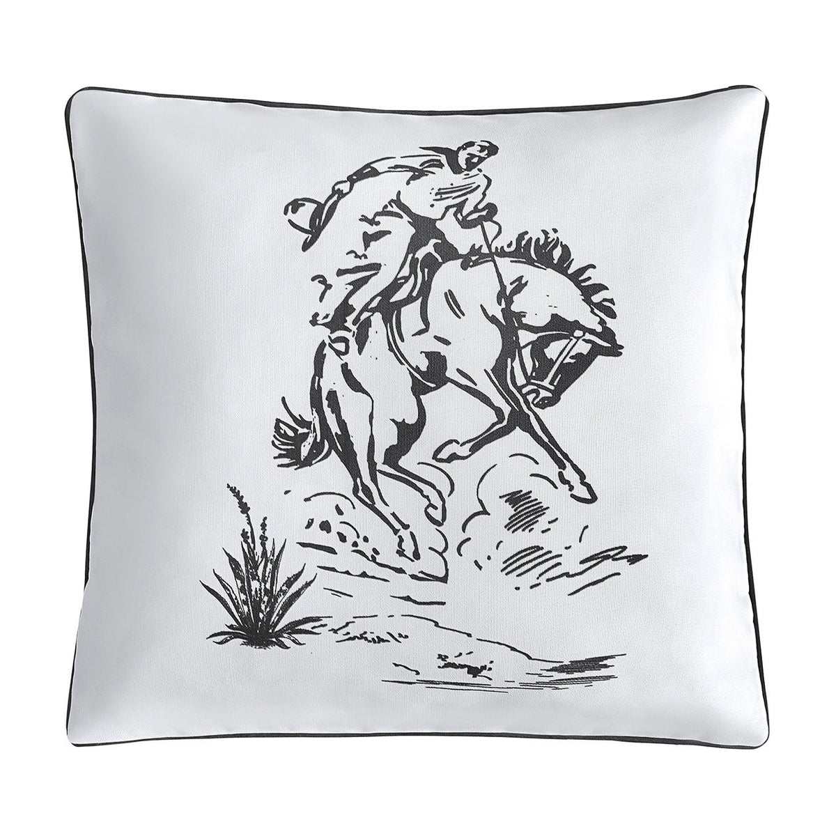 Ranch Life Indoor/Outdoor Pillow, 20" x 20",  Bronc Rider, 1PC, 2 MOQ