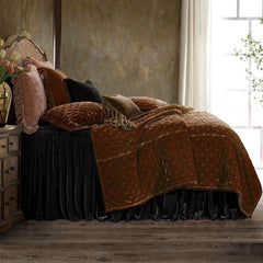 Stella Faux Silk Velvet Bedspread Set, King, Black, 3PC