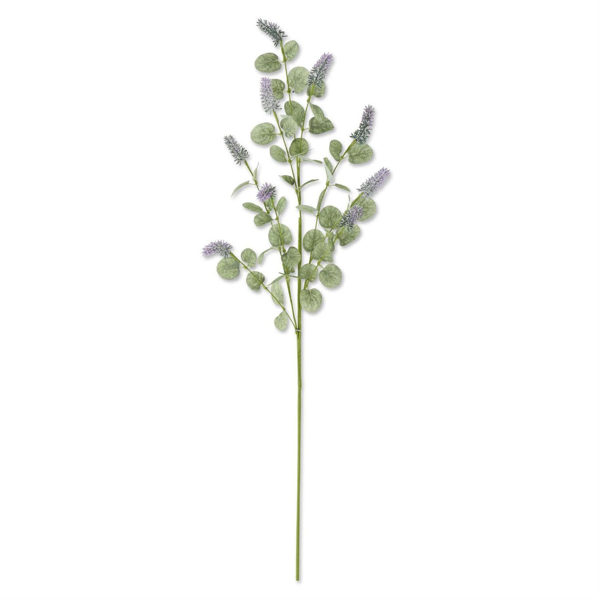 35" Purple Lavender w/Eucalyptus Leaves Stem