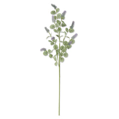35" Purple Lavender w/Eucalyptus Leaves Stem