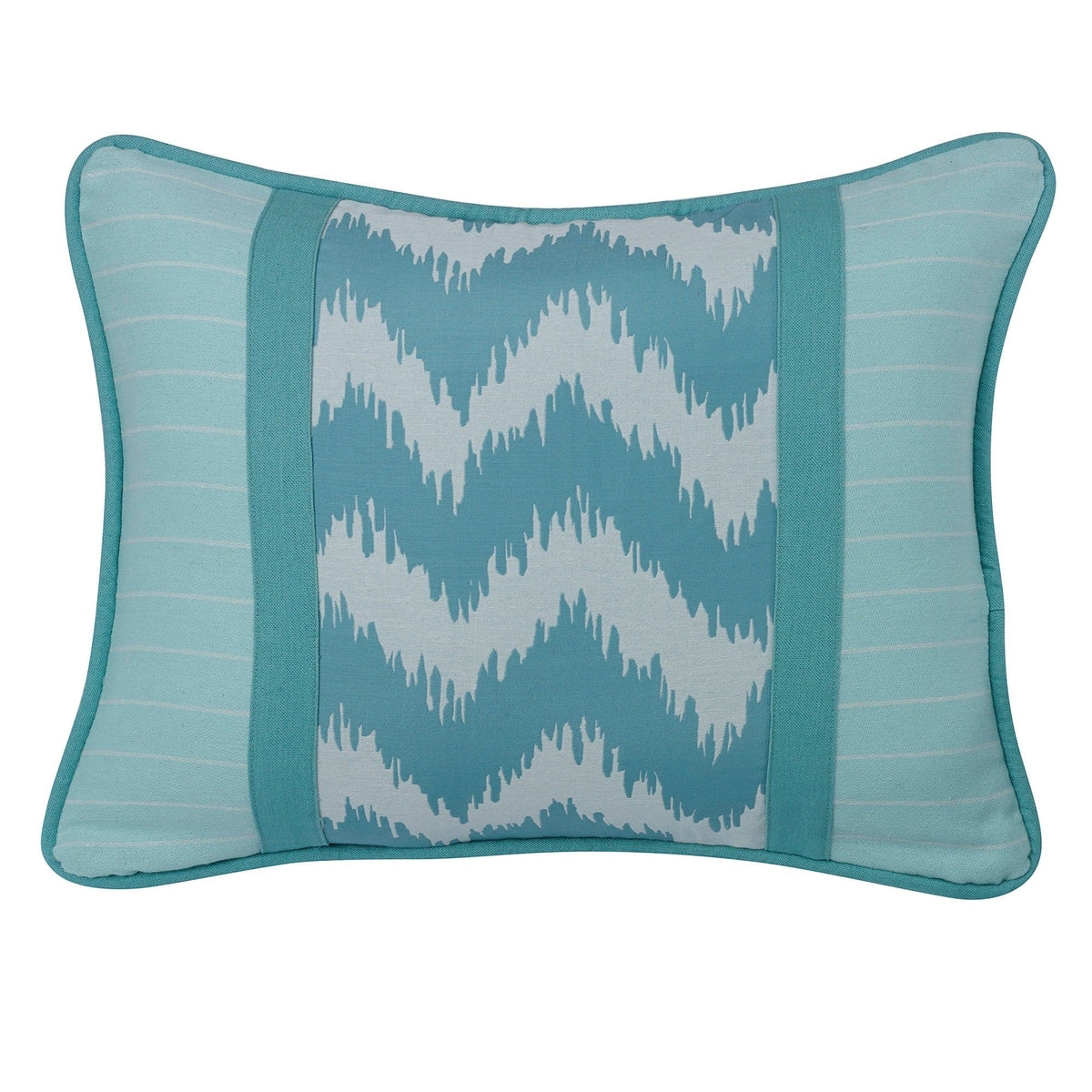 Chevron Print Accented Blue Striped Pillow, 16" x 21", 1PC