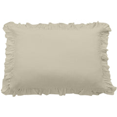 Lily Washed Linen Ruffled Dutch Euro Pillow, 27" x 39", Light Tan, 1PC