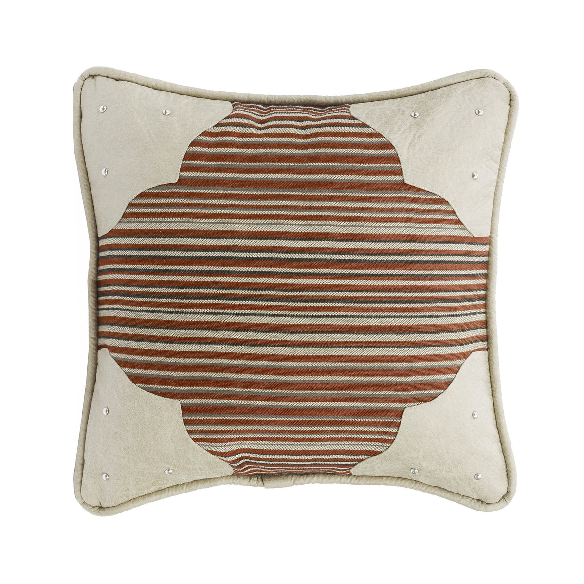 Faux Leather Corner Scallop Pillow, 18" x 18", 1PC