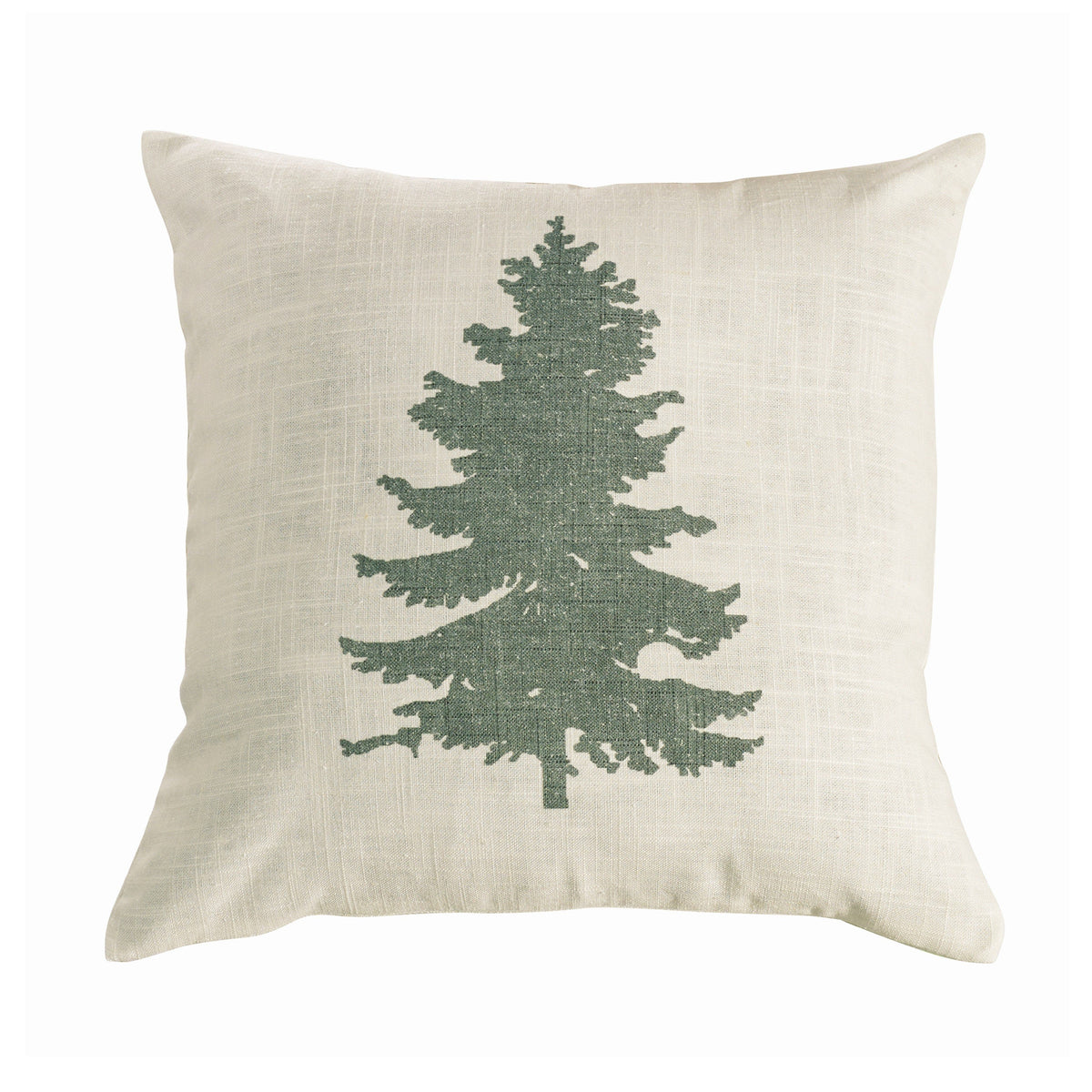 Green Pine Tree Linen Throw Pillow, 18" x 18", 1PC