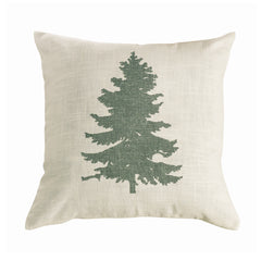 Green Pine Tree Linen Throw Pillow, 18" x 18", 1PC