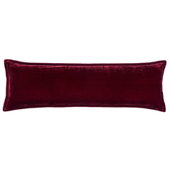 Stella Faux Silk Velvet Long Lumbar Pillow, 14" x 42", Garnet Red, 1PC