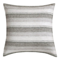 100% French Flax Linen Variegated Stripe Euro Sham, 27" x 27", Charcoal, 1PC