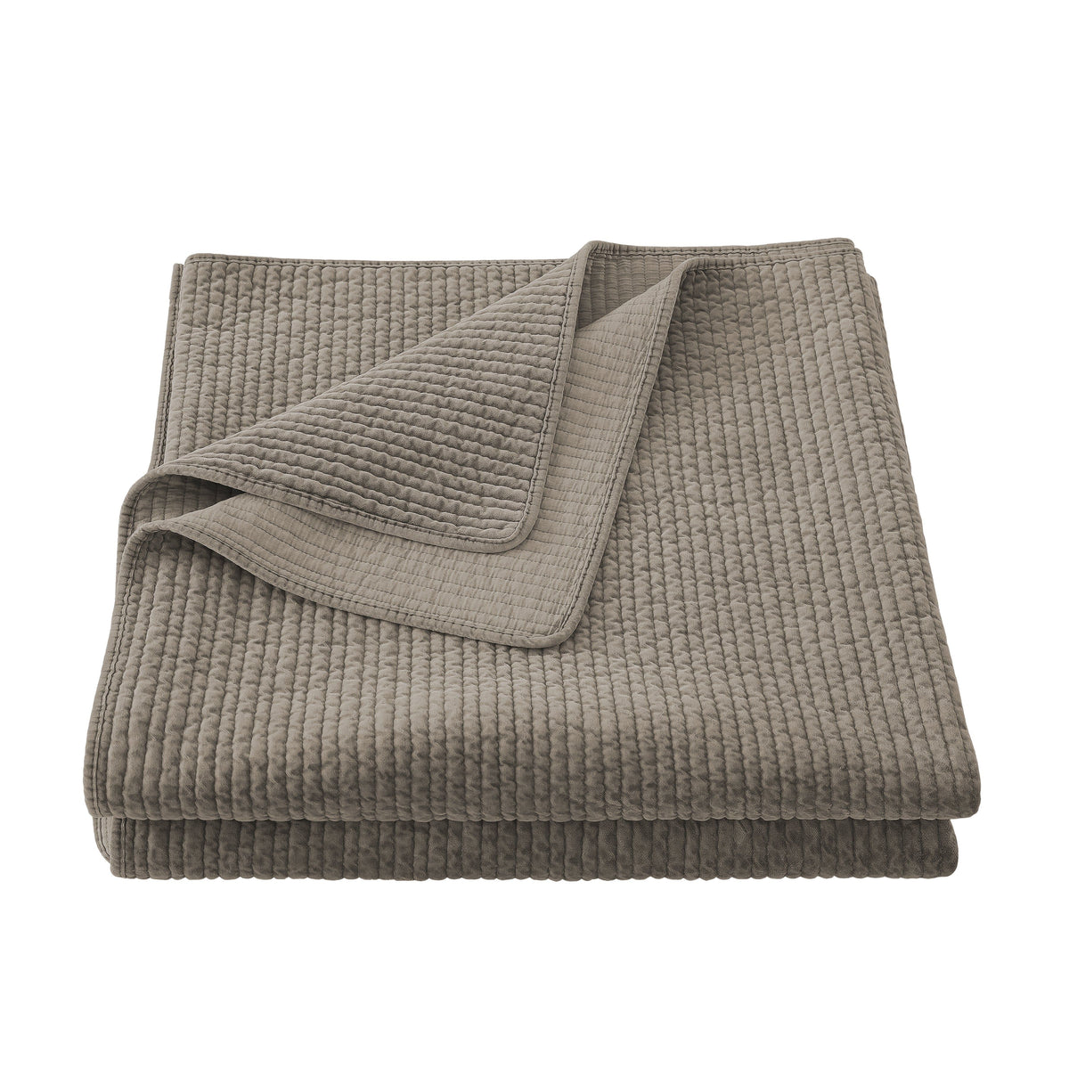 Stonewashed Cotton Velvet Quilt, King, Taupe, 1PC