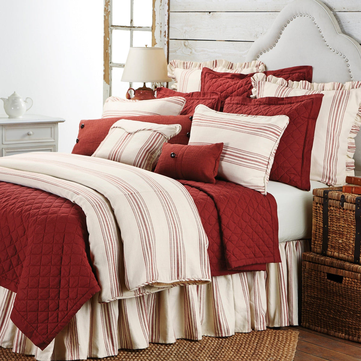 Prescott Duvet Cover Set, Super Queen, Red, 3PC