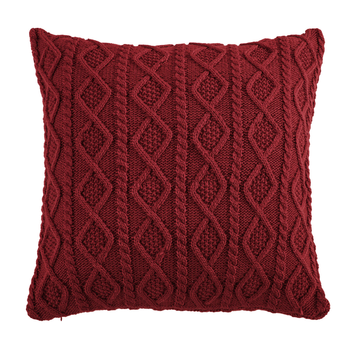 Cable Knit Soft Diamond Euro Sham, 26" x 26", Red, 1PC