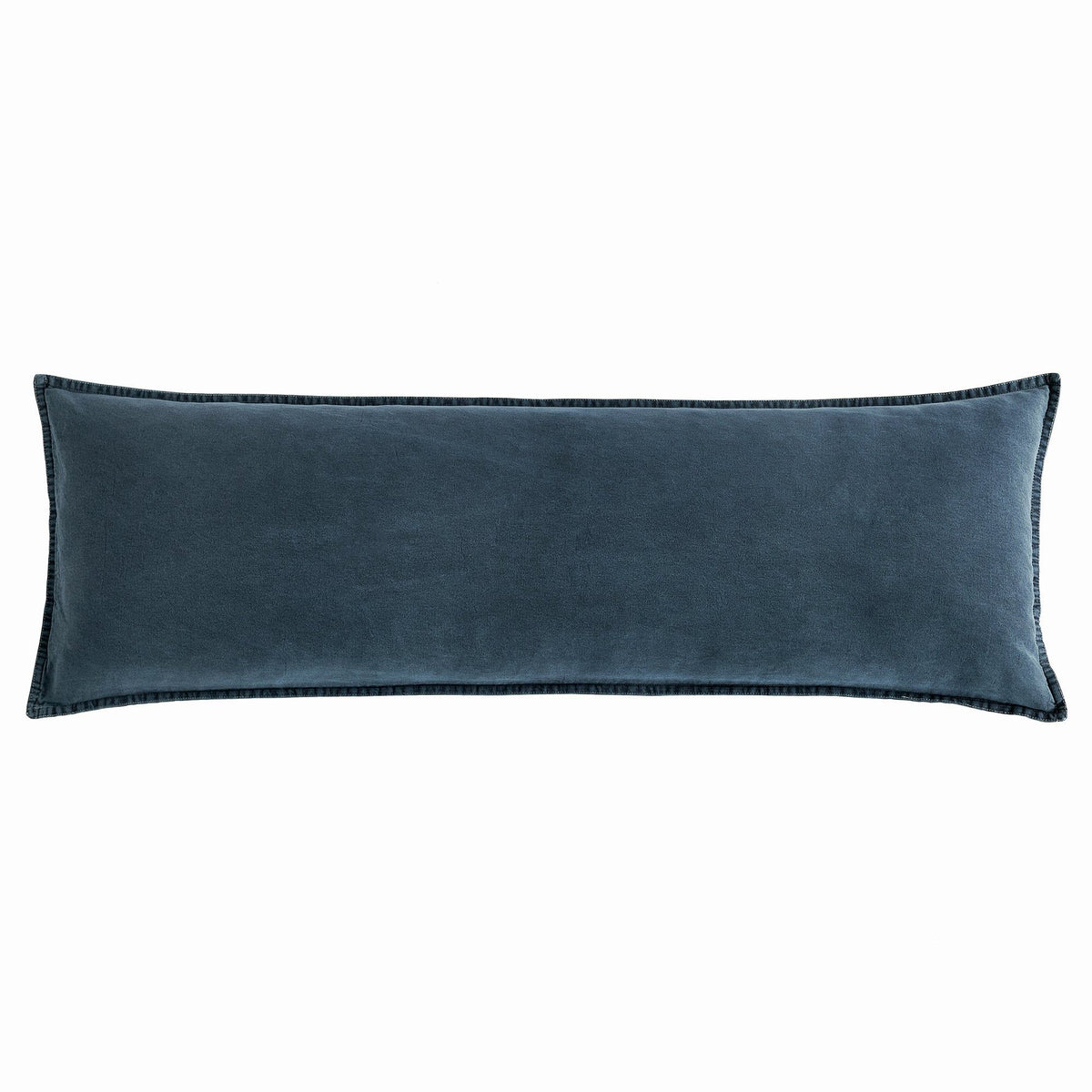 Stonewashed Cotton Canvas Long Lumbar Pillow, 14" x 42", Denim, 1PC