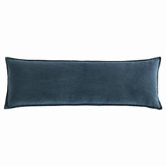 Stonewashed Cotton Canvas Long Lumbar Pillow, 14" x 42", Denim, 1PC
