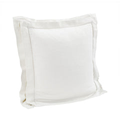 Luna Double Flanged Washed Linen Pillow, 20" x 20", White, 1PC