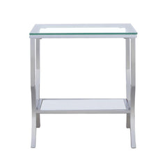 Saide - Square Glass Top Side End Table - Chrome