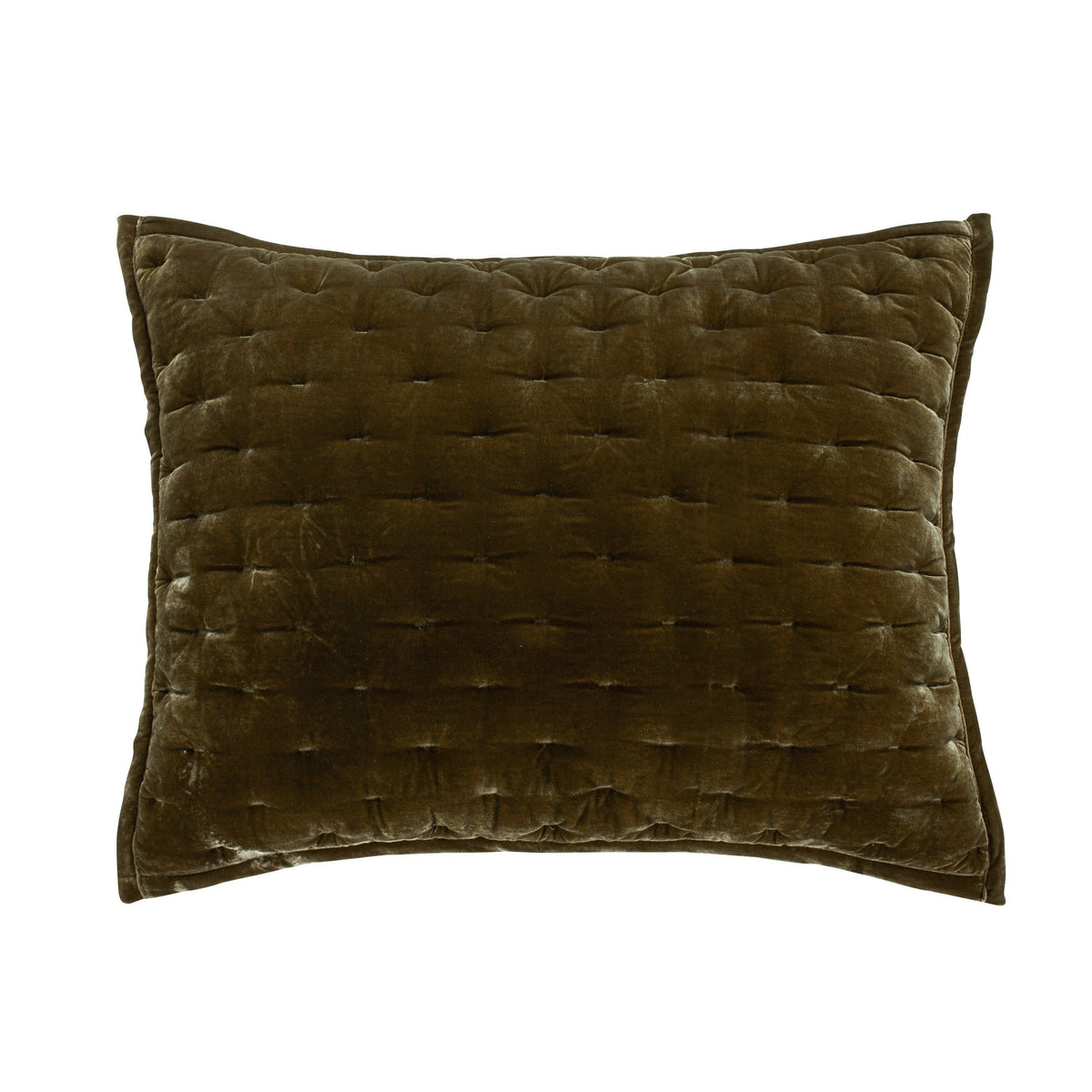 Stella Faux Silk Velvet Pillow Sham, 21" x 34", Green Ochre, 1PC