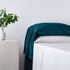 Stella Faux Silk Velvet Waterfall Pillowcase Set, Teal, 2PC