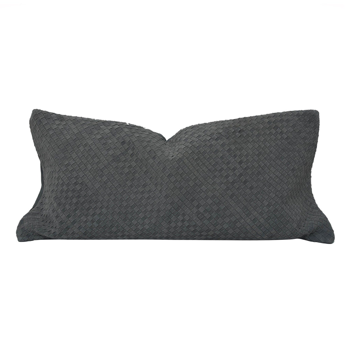 Woven Suede Lumbar Pillow, 14" x 30", Gray, 1PC