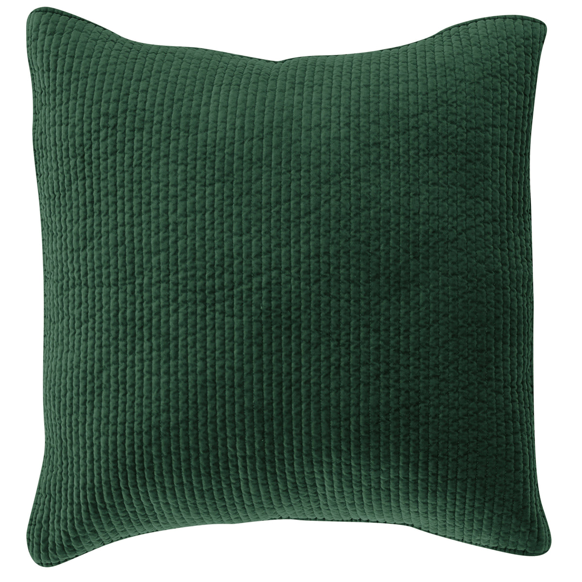 Stonewashed Cotton Velvet Quilted Euro Sham, 27" x 27", Emerald, 1PC