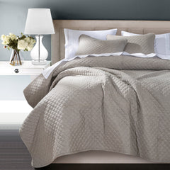 Anna Diamond Quilted Coverlet, Full/Queen, Taupe, 1PC