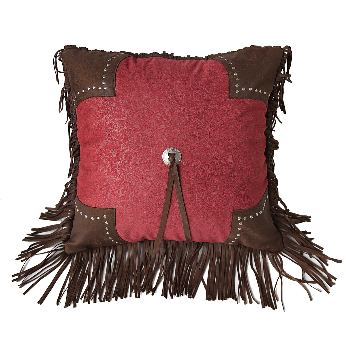 Cheyenne Scalloped Edge Throw Pillow, 18" x 18", Red, 1PC
