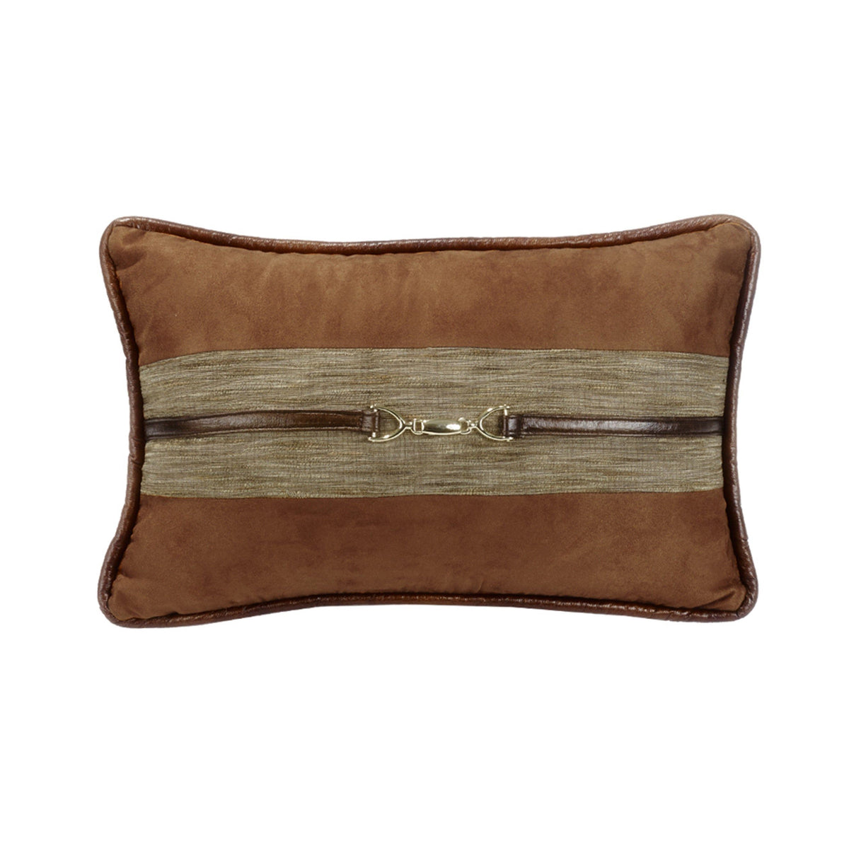 Highland Lodge Suede Buckle Detailed Lumbar Pillow, 12" x 19", 1PC
