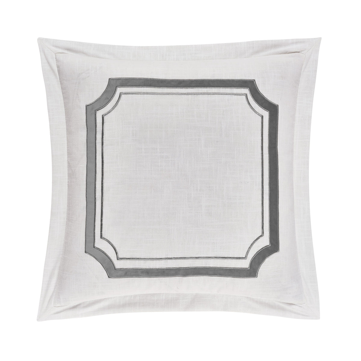 Velvet Embroidered Euro Sham, 27" x 27", Gray, 1PC