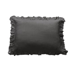 Lily Washed Linen Ruffled Pillow Sham, 21" x 34", Slate, 1PC