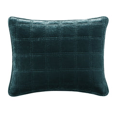 Stella Faux Silk Velvet Double Box Stitch Pillow Sham, 21" x 27", Storm Blue, 1PC
