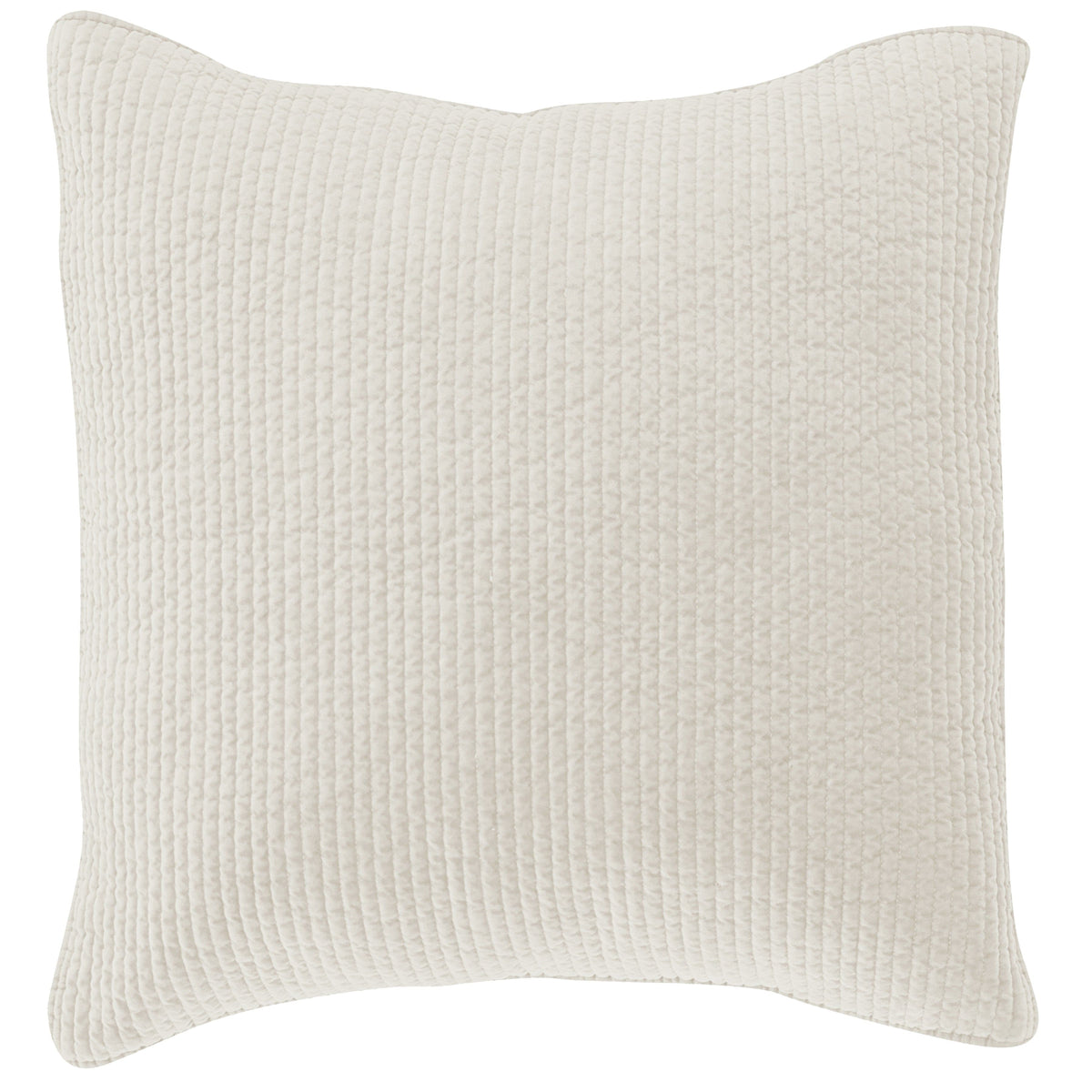 Stonewashed Cotton Velvet Quilted Euro Sham, 27" x 27", Vintage White, 1PC